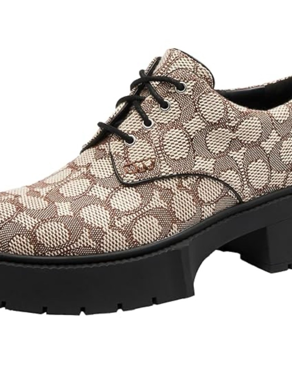Coach Beige/Brown Signature Monogram Lace-Up Chunky Sole Shoe NEW